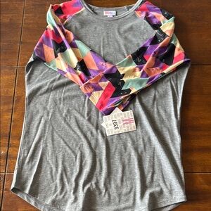 LuLaRoe Gray Relaxed Asymmetrical Tee